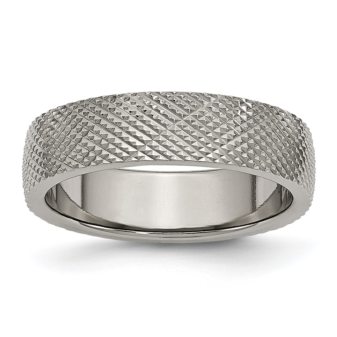 6mm Titanium Men's Wedding Band Ring - Textured Flat Edge Design for Comfort & Style - Perfect for Engagement, Anniversary & Everyday Wear
