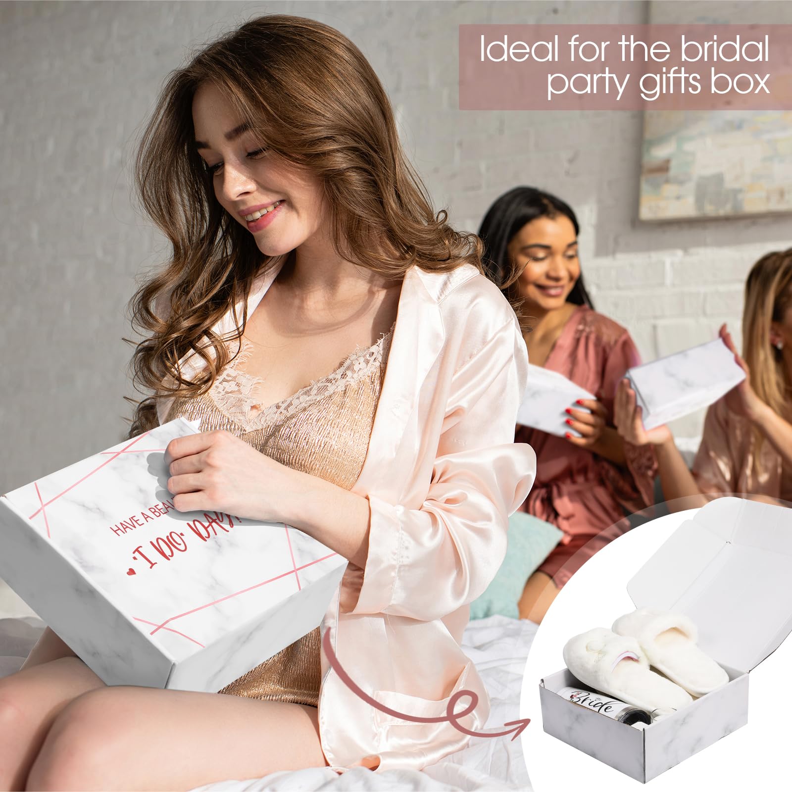 Sabary 6-Piece Bridal Gift Set - Wedding Shower Essentials for Bride (Pink) | Includes Tumbler, Tote Bag, Slippers, Scented Candle & Card | Perfect for Engagement, Bachelorette Party & Wedding Celebrations