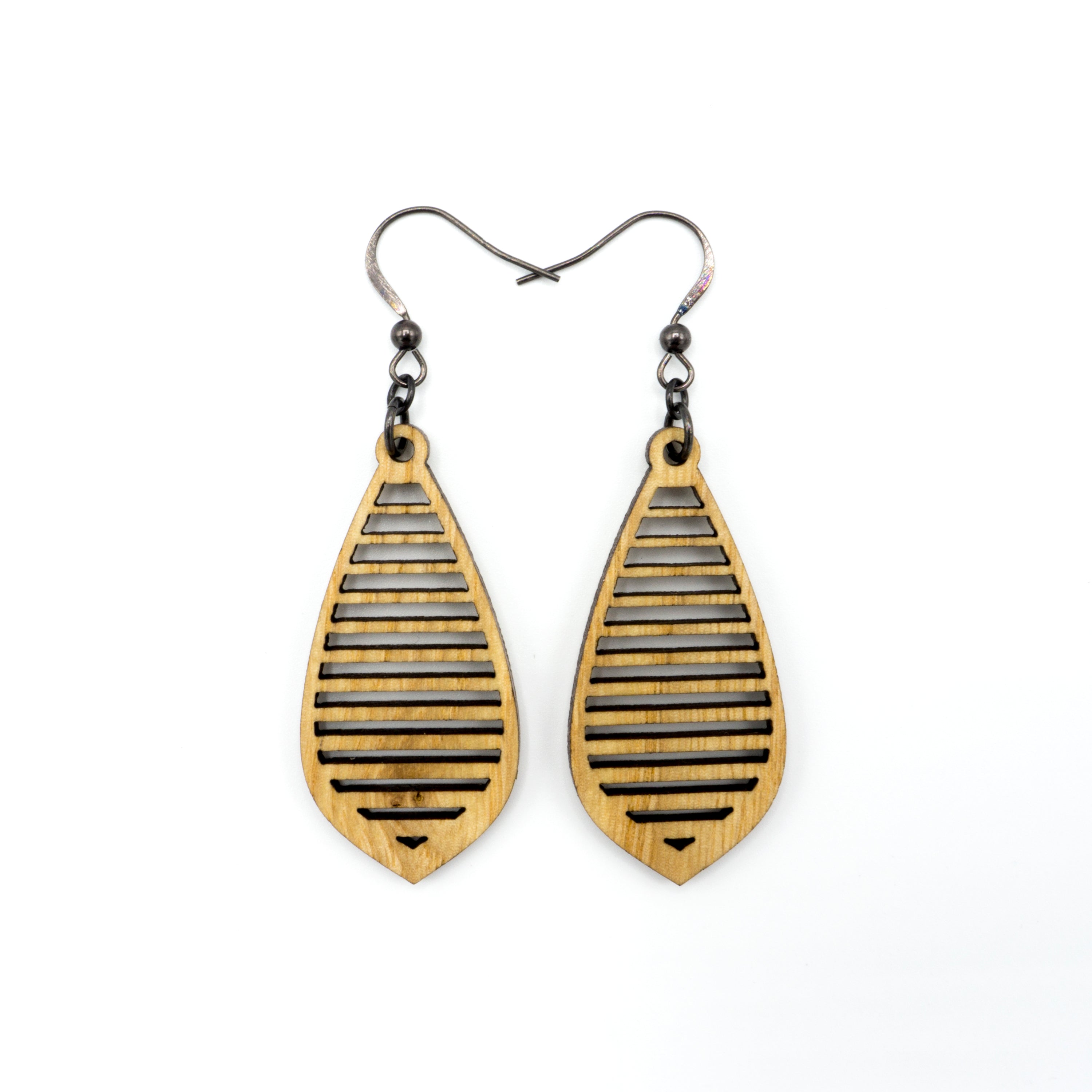 Gem Point 10 [S] Wooden Earrings - Handcrafted Ash Wood Dangle Earrings for Women | Boho Chic Jewelry for Everyday Wear & Special Occasions