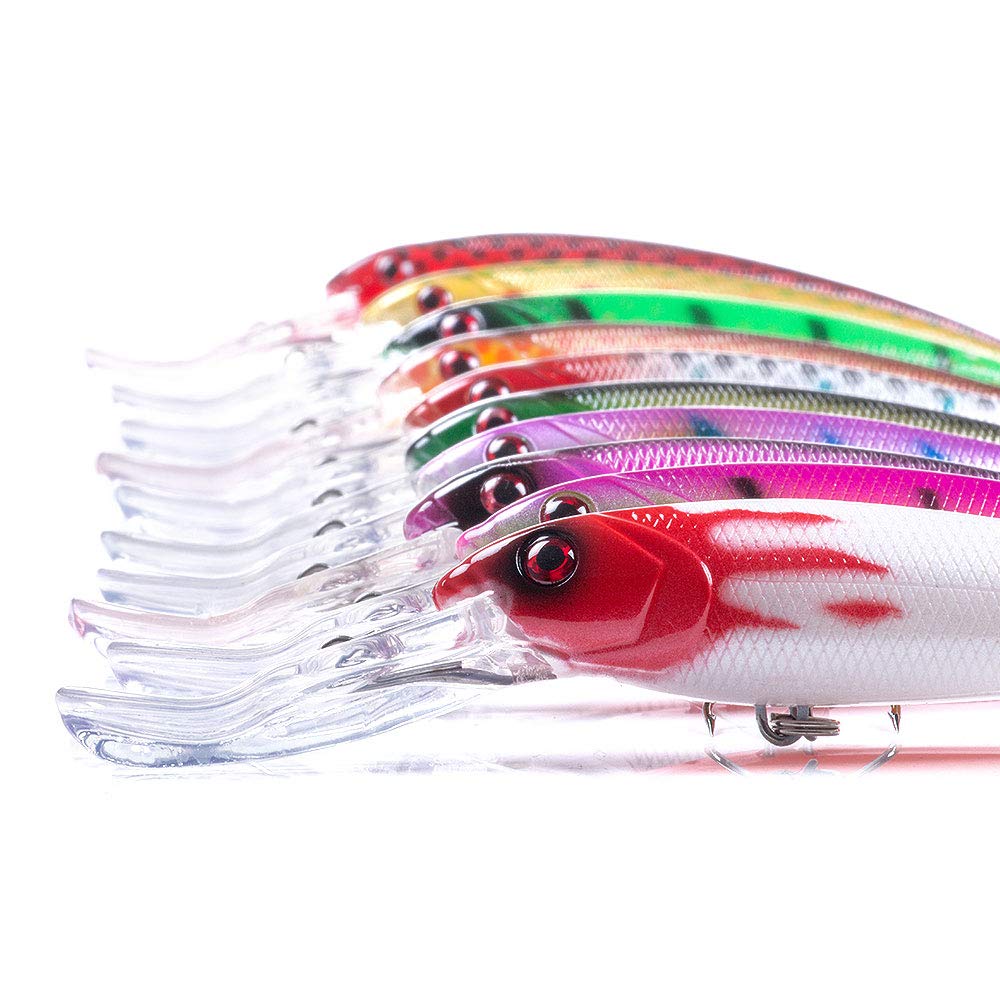 Hard Bait Minnow Lures 10-Pack with 3D Eyes for Bass & Trout Fishing