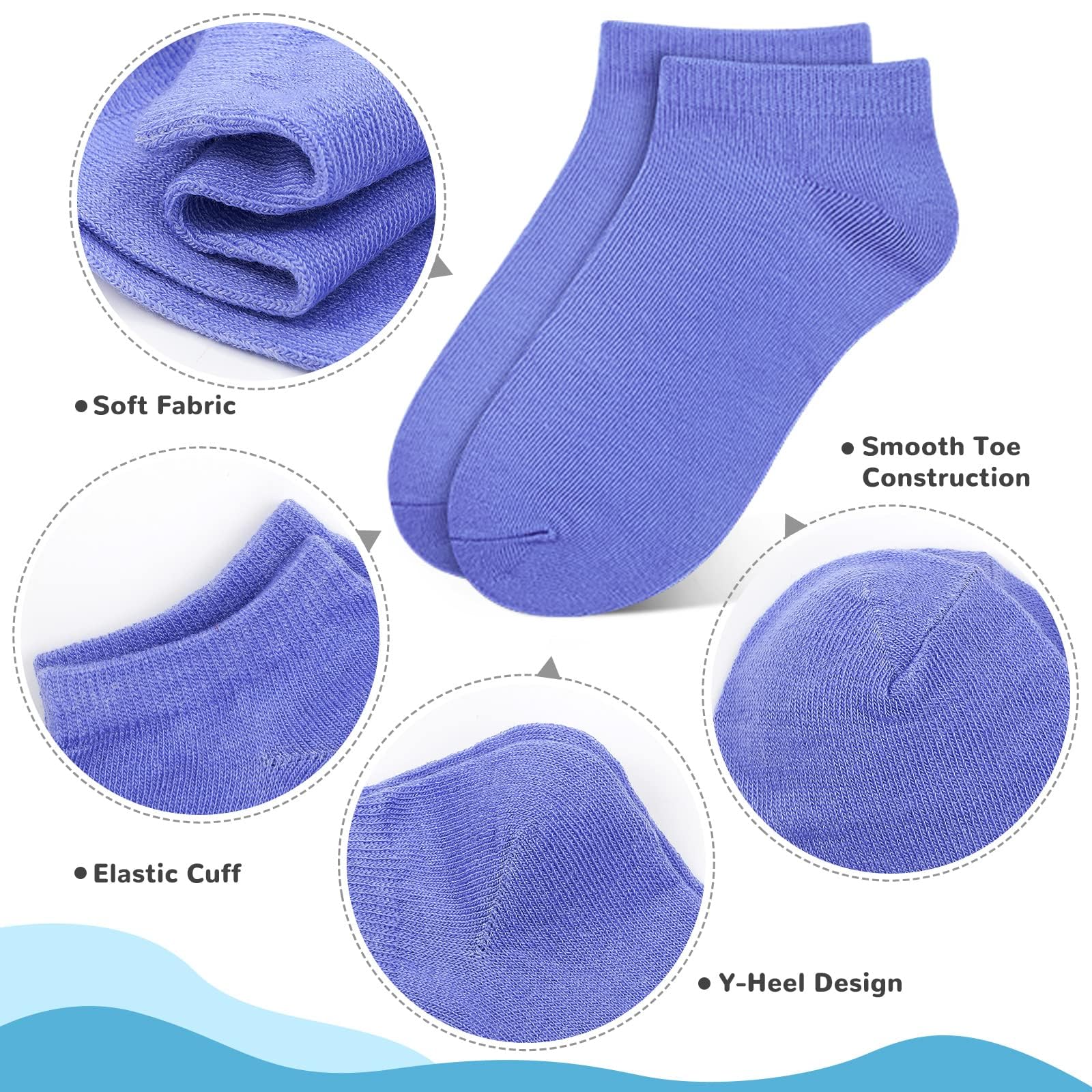 BOOPH 25 Pack Low Cut Ankle Socks for Kids - Breathable Half Cushion Athletic Socks for Boys & Girls - Perfect for School, Sports, and Everyday Wear