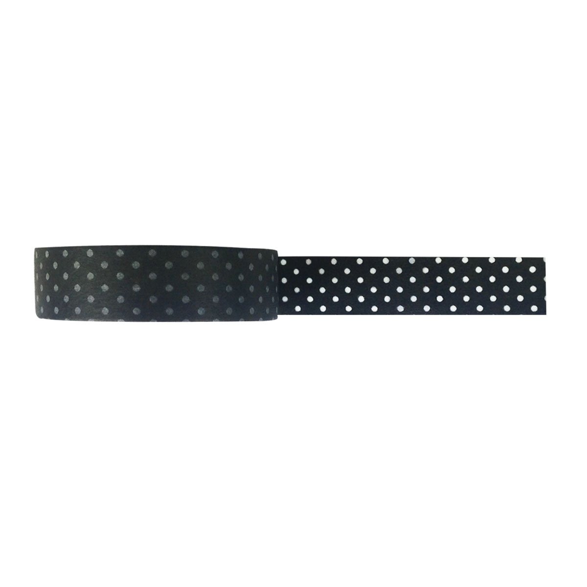 Wrapables Japanese Washi Masking Tape with Black Dots - Decorative Paper Tape for Scrapbooking, Journaling, Gift Wrapping & DIY Crafts