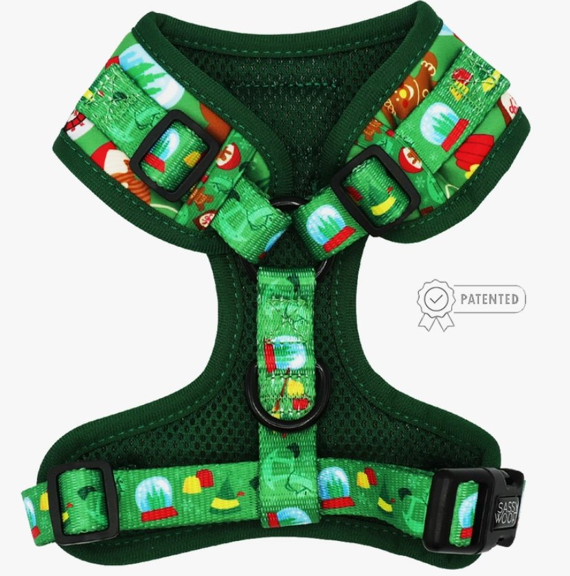 Elf Holiday Collection Adjustable Pet Harness - Festive Christmas Dog Harness for Small Medium Large Dogs - Perfect for Holiday Photos & Winter Walks
