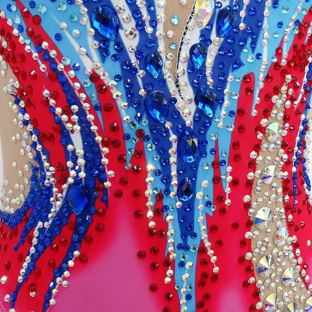 LIUHUO Girls Synchronized Swimming Suits - Crystal Competitive Gymnastics Leotards for Kids Training | Perfect for Swim Meets, Dance Performances & Water Ballet Practice