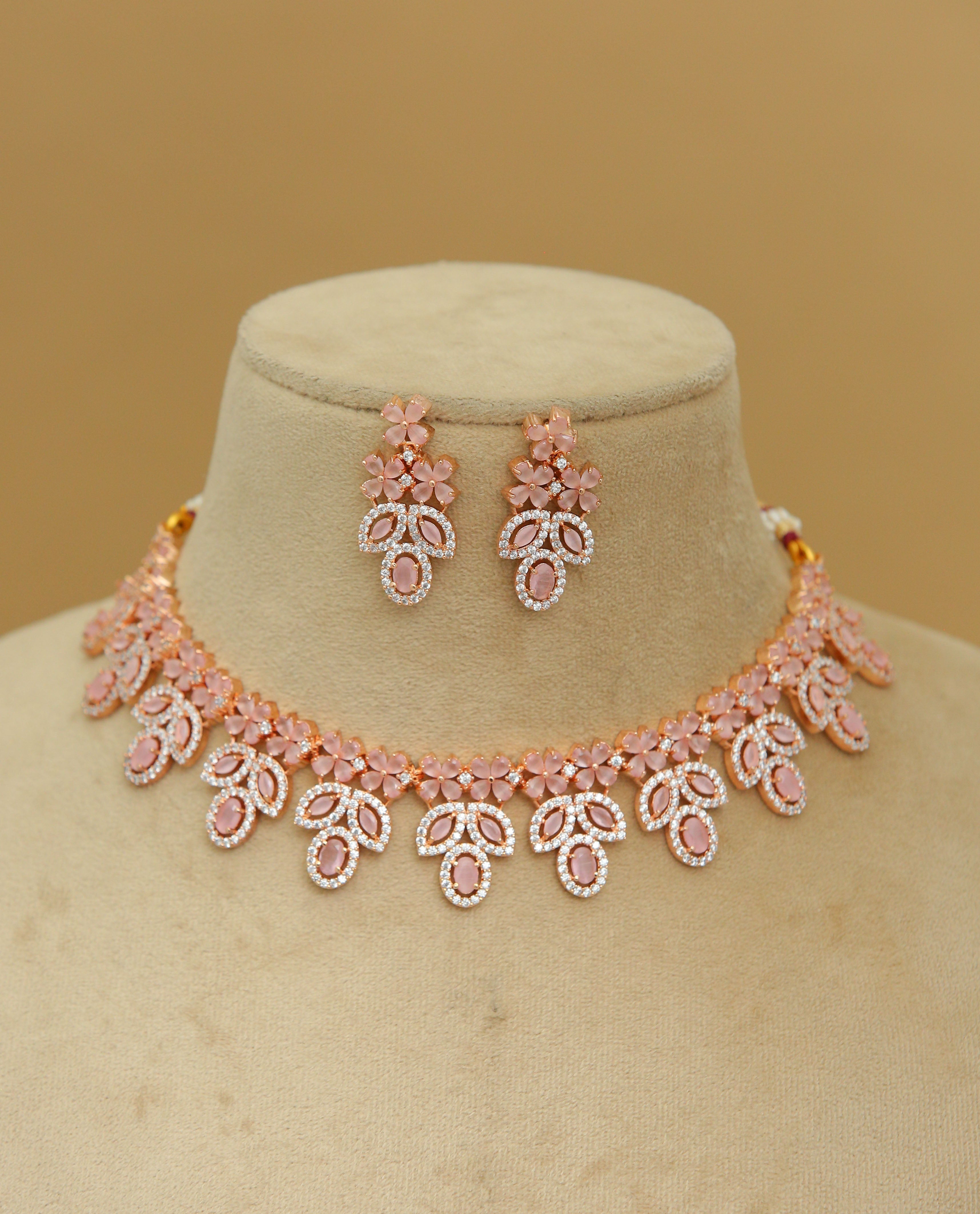 Aisha CZ Jewelry Set with Matching Earrings - Elegant Cubic Zirconia Necklace & Earrings for Women, Perfect for Weddings, Parties & Special Occasions