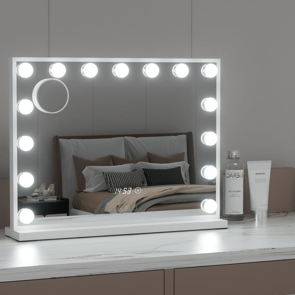 Embellir Hollywood Makeup Mirror with 15 LED Lights - 58x45cm Vanity Mirror with Touch Control & Adjustable Brightness - Perfect for Makeup Application, Skincare Routine, and Salon Use