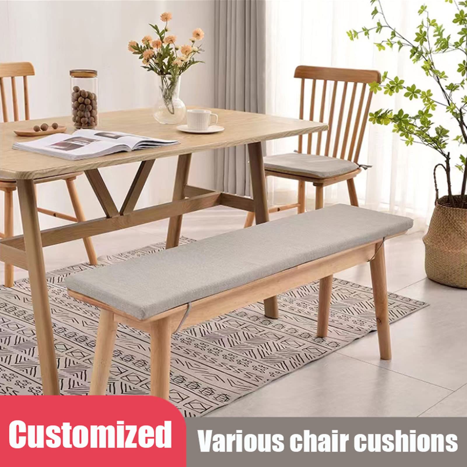 Custom Bench Cushion - Personalized Size Non-Slip Bay Window Seat Pad (1.18