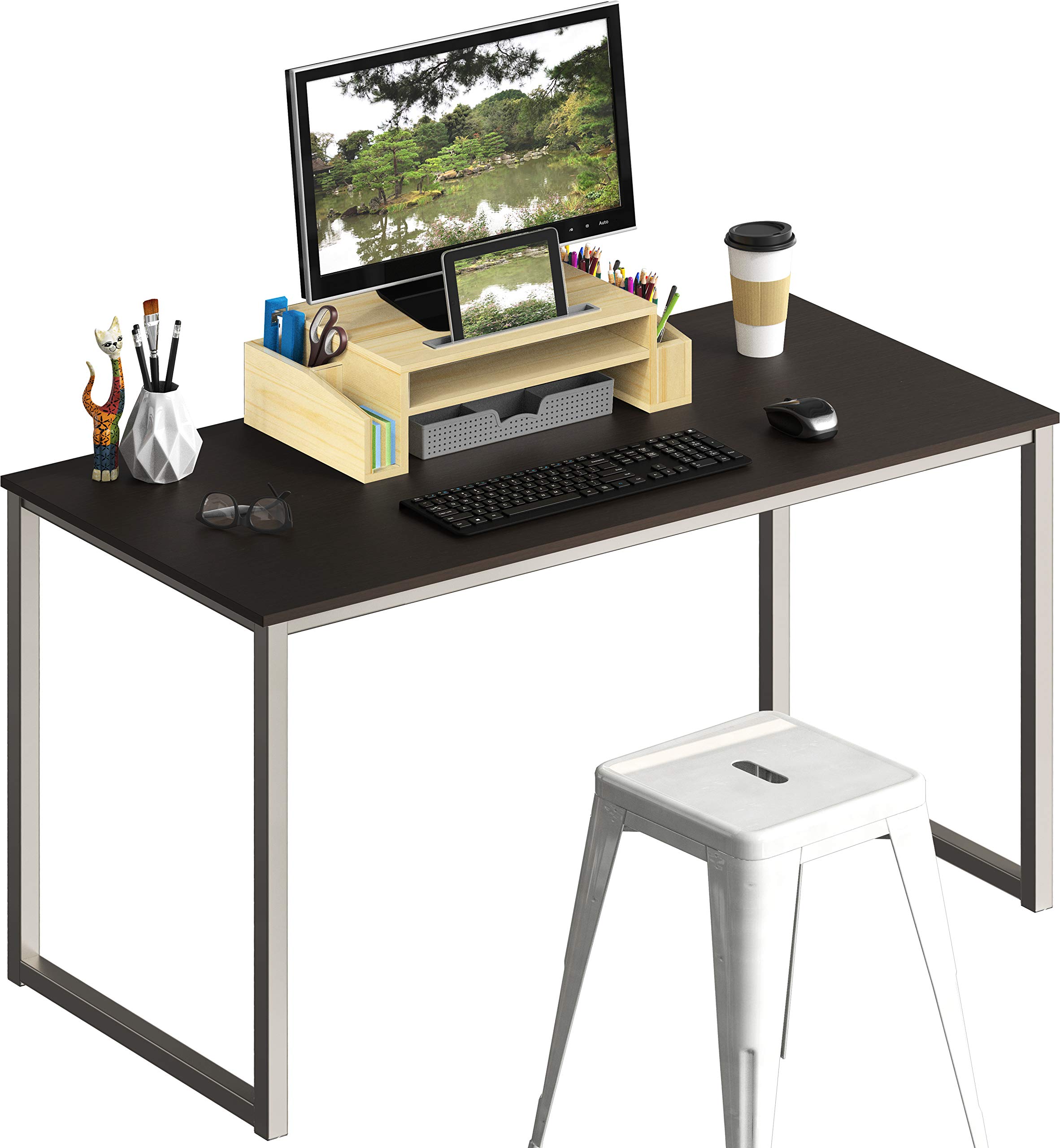 SHW Mission Home Office 48-Inch Computer Desk, Espresso Finish - Modern Writing Desk for Small Spaces, Study Table for Students, Workstation for Home Office & Remote Work