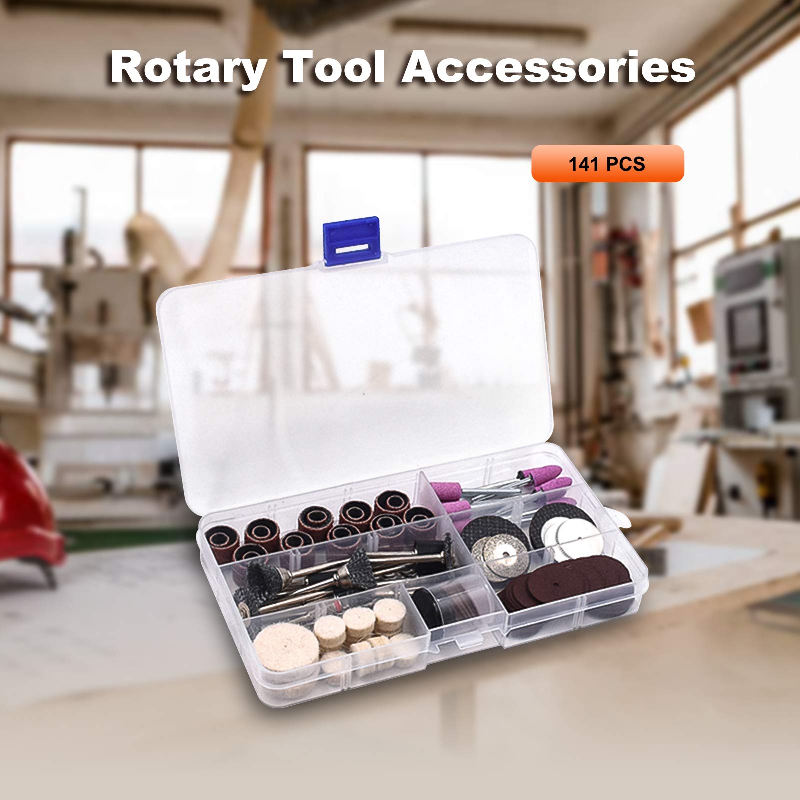 141pcs Rotary Tool Accessories Kit - GOXAWEE 1/8-inch Shank All-Purpose Power Tool Set for Drilling, Sawing, Sanding, Grinding & Polishing | Universal Fit for Dremel & Most Rotary Tools | Perfect for DIY Crafts, Woodworking & Metal Projects