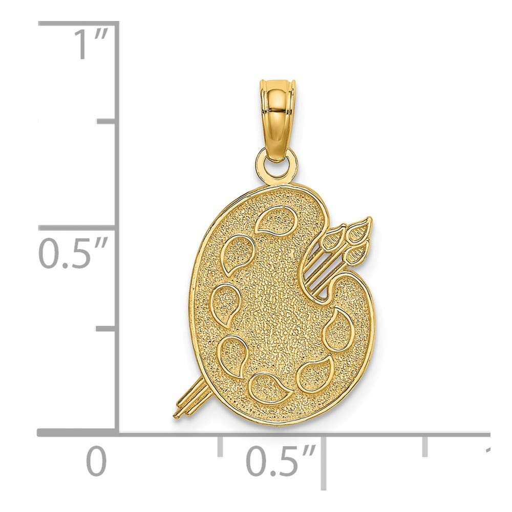 14K Yellow Gold Engraved & Textured Painters Palette Small Charm Pendant - Perfect for Jewelry Making, DIY Crafts & Artistic Gifts for Artists