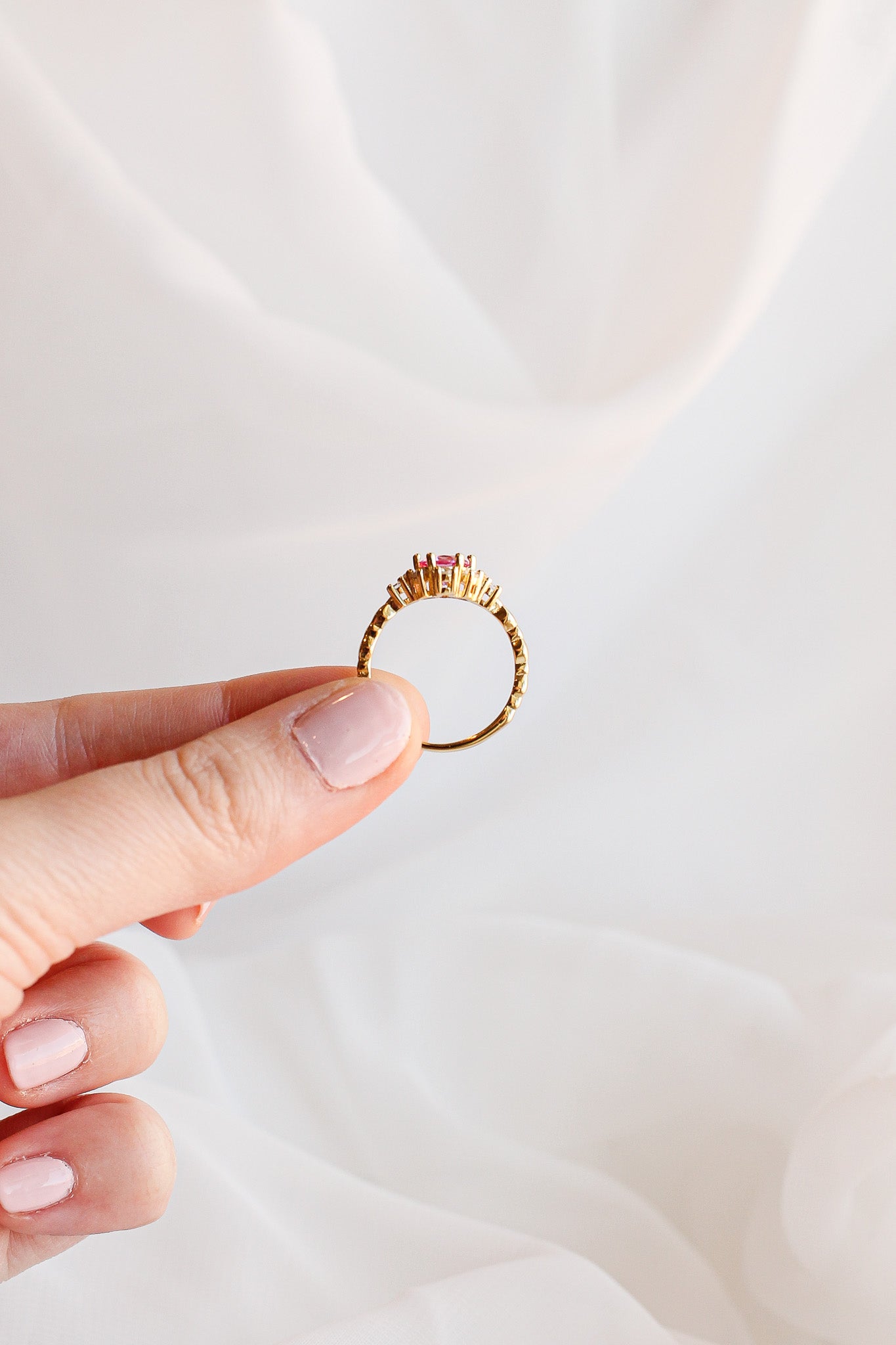 Pink Sapphire Calliope Ring | Elegant Sterling Silver Jewelry for Women | Perfect for Weddings, Anniversaries & Special Occasions