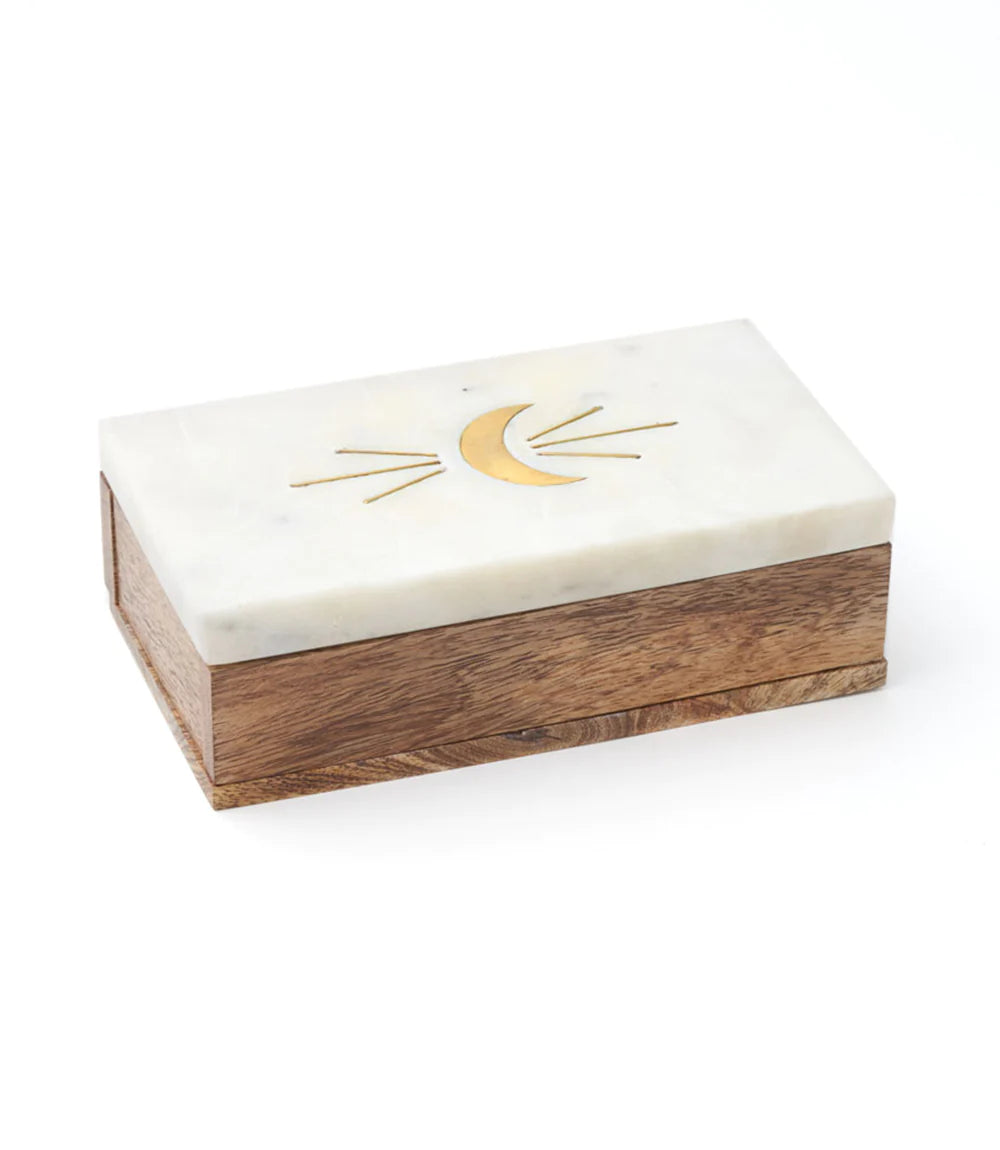Handcrafted Crescent Moon Marble Jewelry Box - Elegant Storage for Rings, Necklaces & Keepsakes - Perfect Gift for Women, Brides & Home Decor