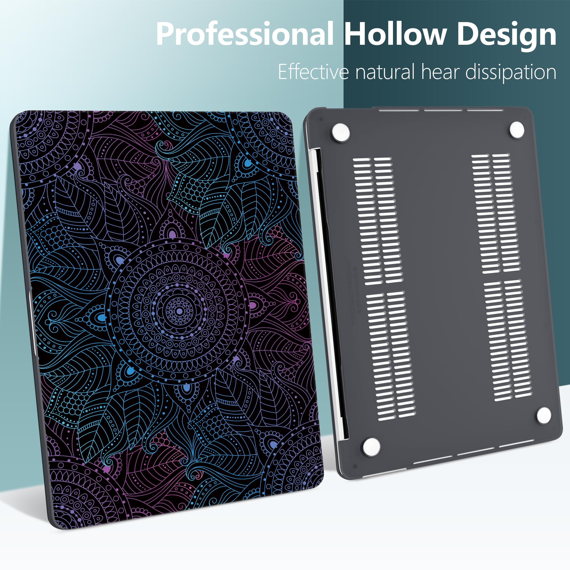 Dongke Hard Plastic Case for MacBook Pro 13 inch (Model A2251/A2289, 2020 Release) - Colorful Mandala Design Protective Cover Compatible with Retina Display & Touch Bar (Includes Touch ID) | Perfect for Work, Travel & School Protection