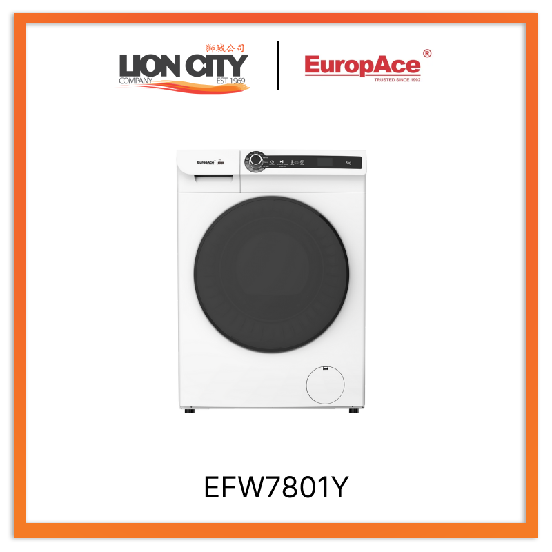 Europace EFW7801Y 8Kg 3D Steam Front Load Washing Machine - Energy Efficient, Quiet Operation for Apartments & Small Homes