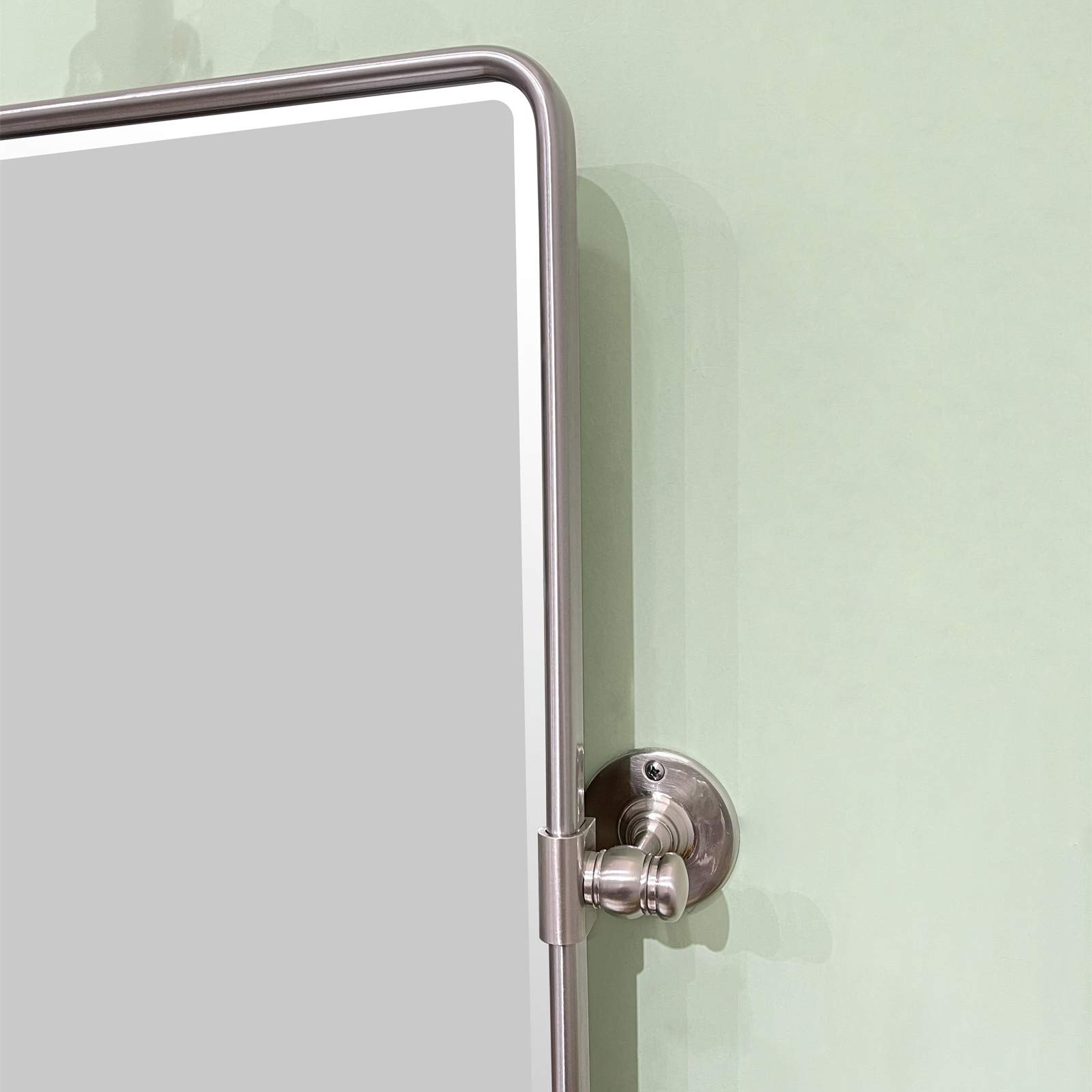 TEHOME 24 x 38 Inch Brushed Nickel Horizontal Farmhouse Pivot Rectangle Bathroom Mirror - Beveled Edge, Wall Mounted, Tilting Vanity Mirror for Bathroom, Bedroom & Dressing Room Decor