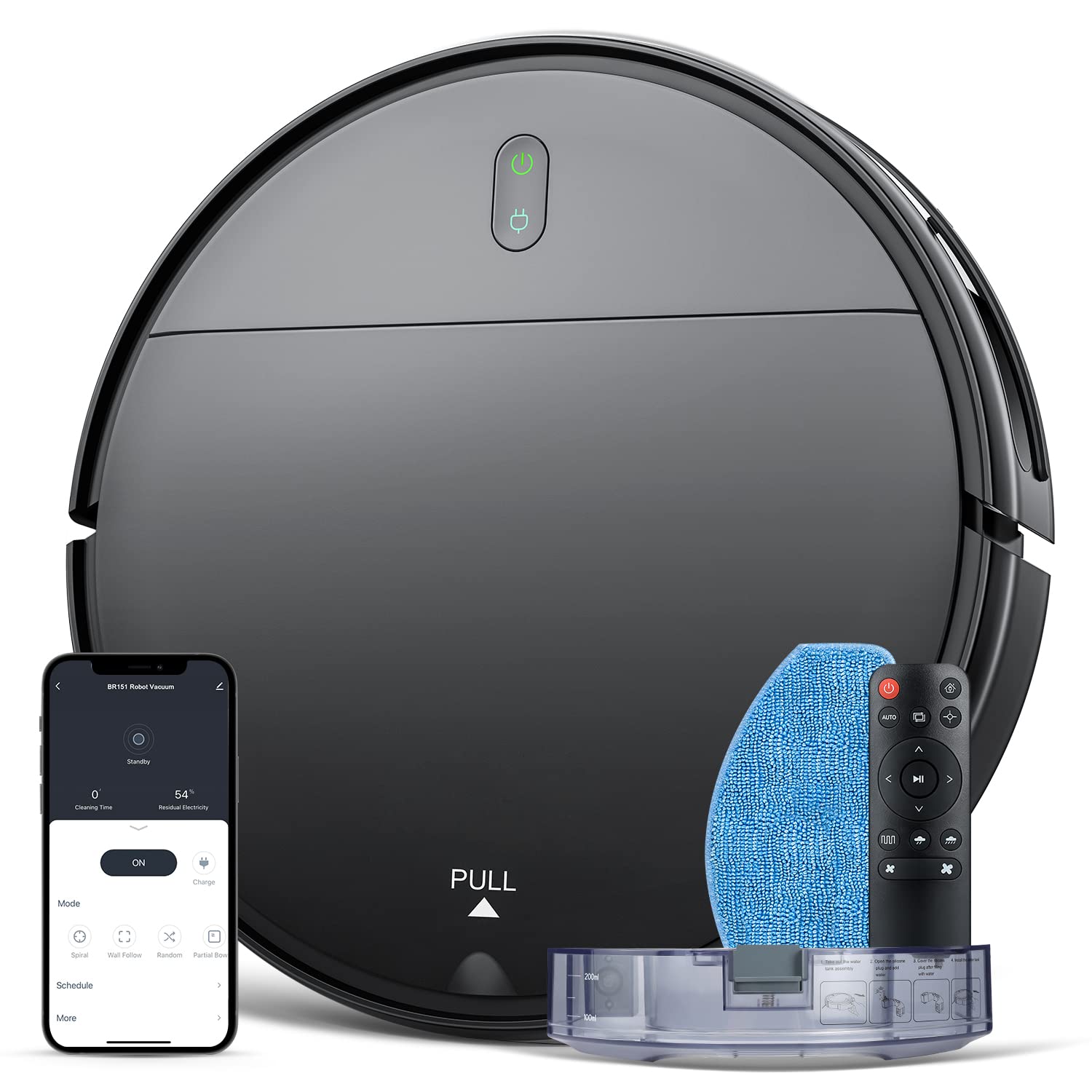 Smart Robot Vacuum and Mop Combo with WiFi/App/Alexa Control - 2-in-1 Self-Charging Robotic Cleaner with Water Tank & Dustbin - Slim Design for Hard Floors, Pet Hair & Carpets - Perfect for Home, Office & Pet Owners