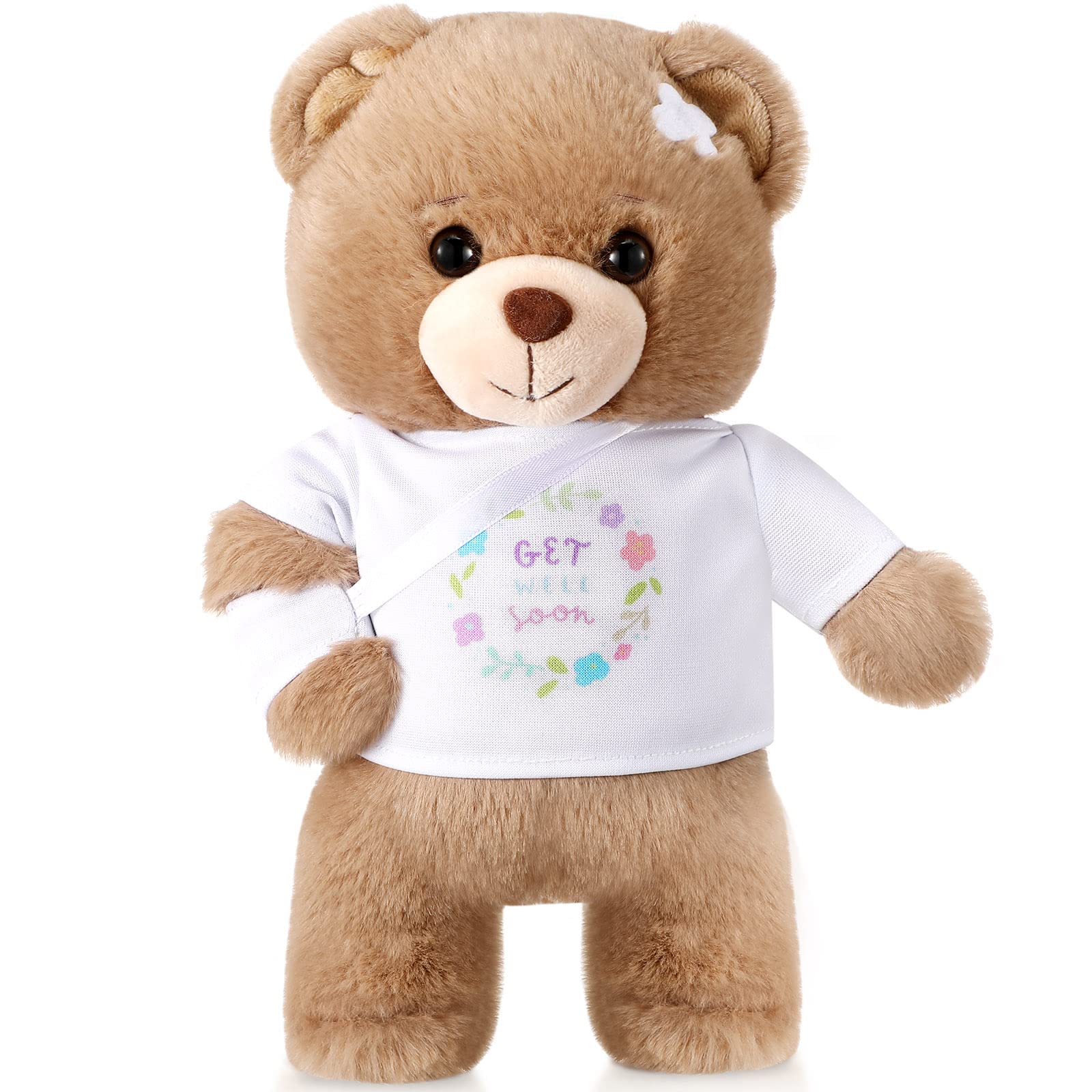 Deekin 10-inch White Broken Arm Bear Stuffed Animal - Get Well Soon Gift for Kids & Adults After Surgery, Soft Plush with Bandage - Perfect for Hospital Recovery, Comfort Gifts, and Cheering Up Loved Ones
