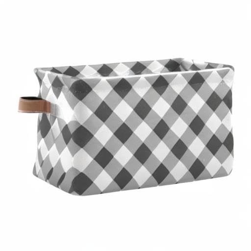 Grey Buffalo Plaid Storage Basket - Foldable Rectangular Organizer Bin with Handles for Home & Office Organization | Perfect for Closet Storage, Toy Organization & Laundry Room Decor