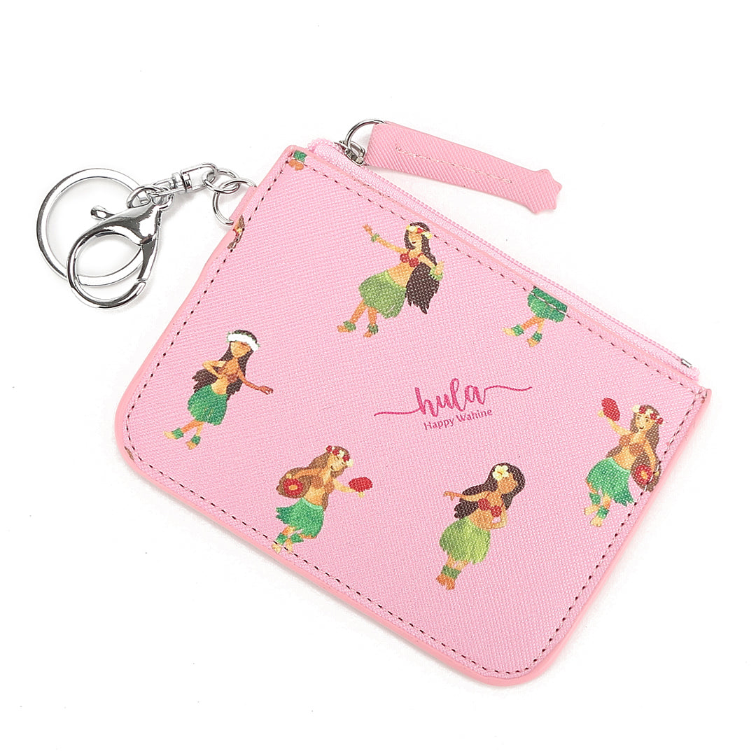 Hawaiian Hula Girl Pink Card Holder - Slim Wallet for Credit Cards & ID - Perfect for Beach, Travel, and Everyday Use