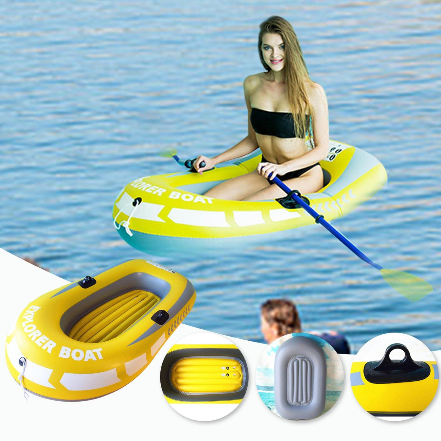 **Inflatable Fishing Kayak for Adults - Lightweight PVC Kayak Boat for Solo Paddling, River Rafting & Outdoor Adventures**