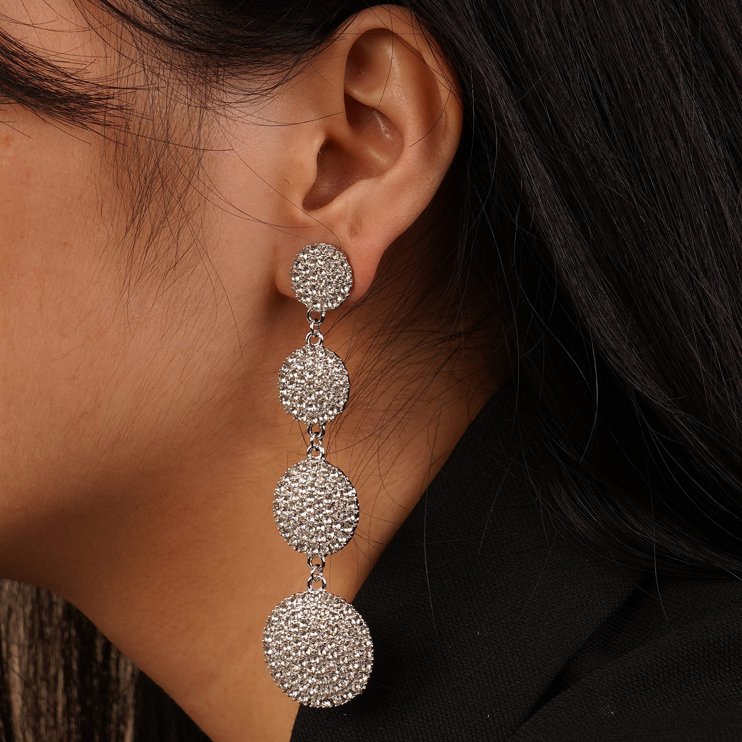 YERTTER Elegant Crystal Drop Earrings for Women - Long Tassel Rhinestone Dangle Earrings with Sparkling Iced Out Design | Perfect for Wedding, Party, Prom & Evening Events | Fashion Statement Hoop Ear Accessories