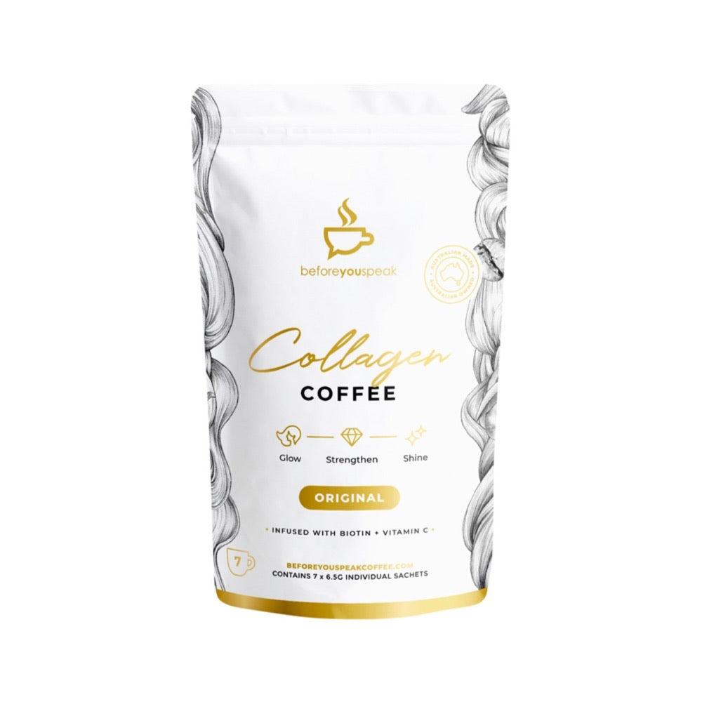 BEFORE YOU SPEAK Collagen Coffee Supplement - Original Flavor 6.5g x 7 Packets | Boost Skin Health & Energy | Perfect for Morning Routine & Workout Recovery