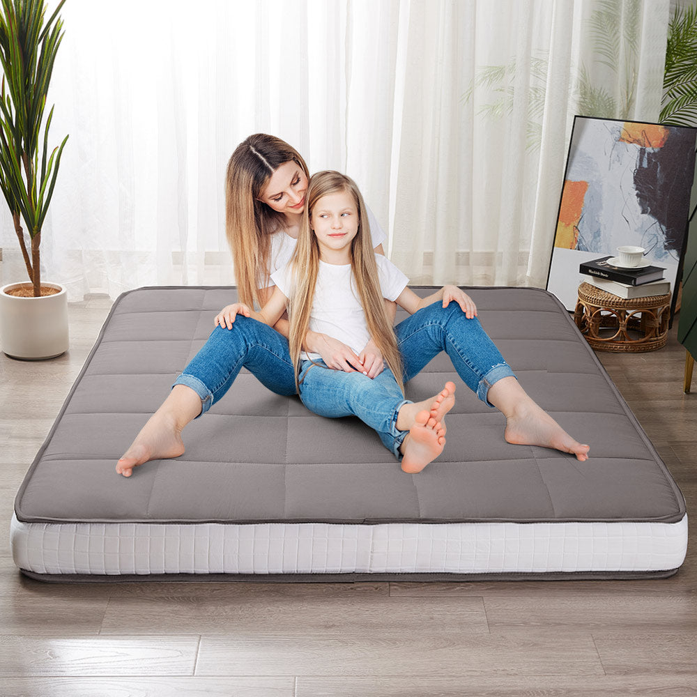 MAXYOYO 6-Inch Extra Thick Square Floor Futon Mattress - Memory Foam Topper Mattress Pad for Guest Bed, Dark Grey - Perfect for Small Spaces, Dorm Rooms & Apartment Living