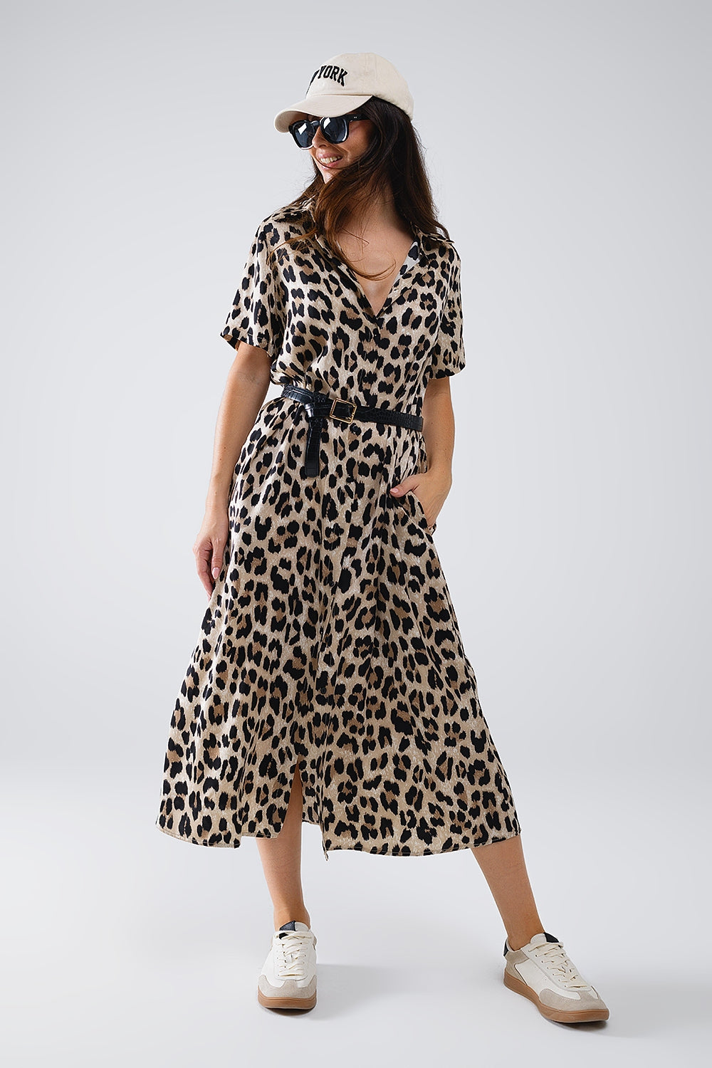 Leopard Print Short Sleeve Midi Robe with Belt - Perfect for Beach Cover-Up, Loungewear & Summer Vacation Outfits