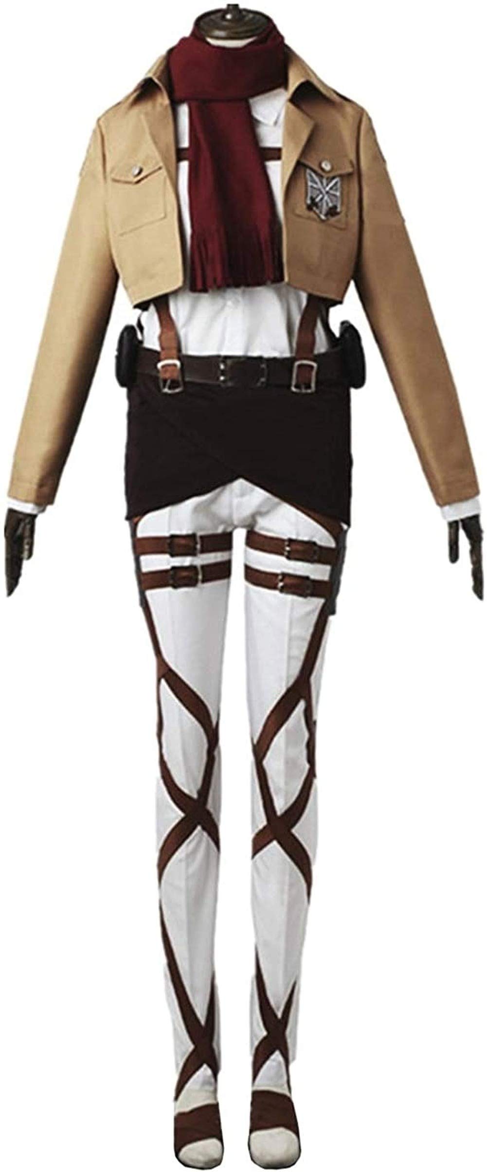 Titan Mikasa Ackerman Cosplay Costume Full Set - Attack on Titan Training Corps Uniform for Women | Anime Convention, Halloween, Cosplay Events