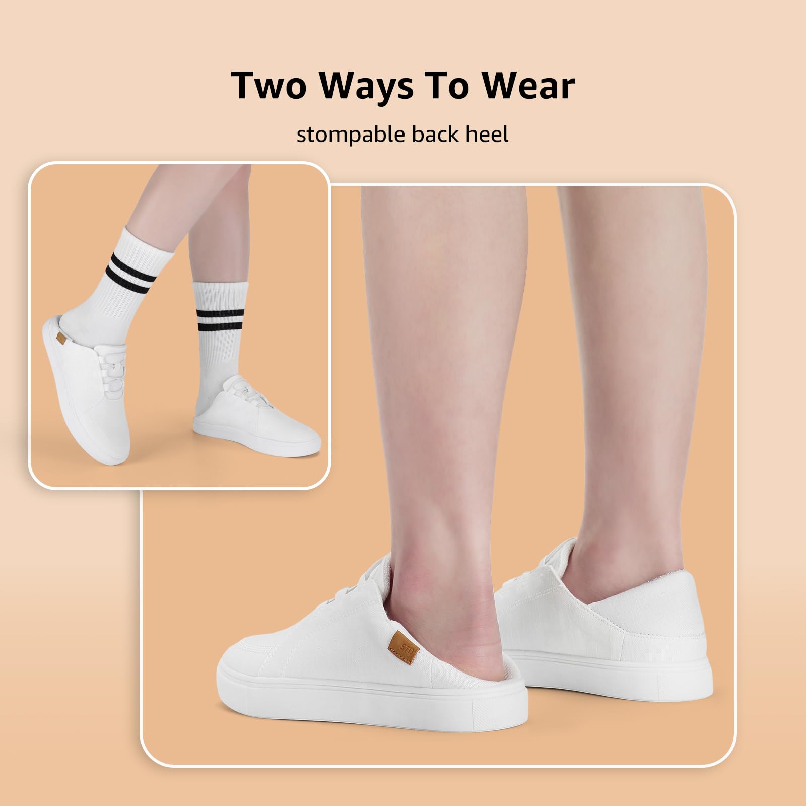 STQ Women's Slip On Casual Shoes - Lightweight Canvas Sneakers with Memory Foam Comfort Loafers | Perfect for Walking, Travel & Everyday Wear