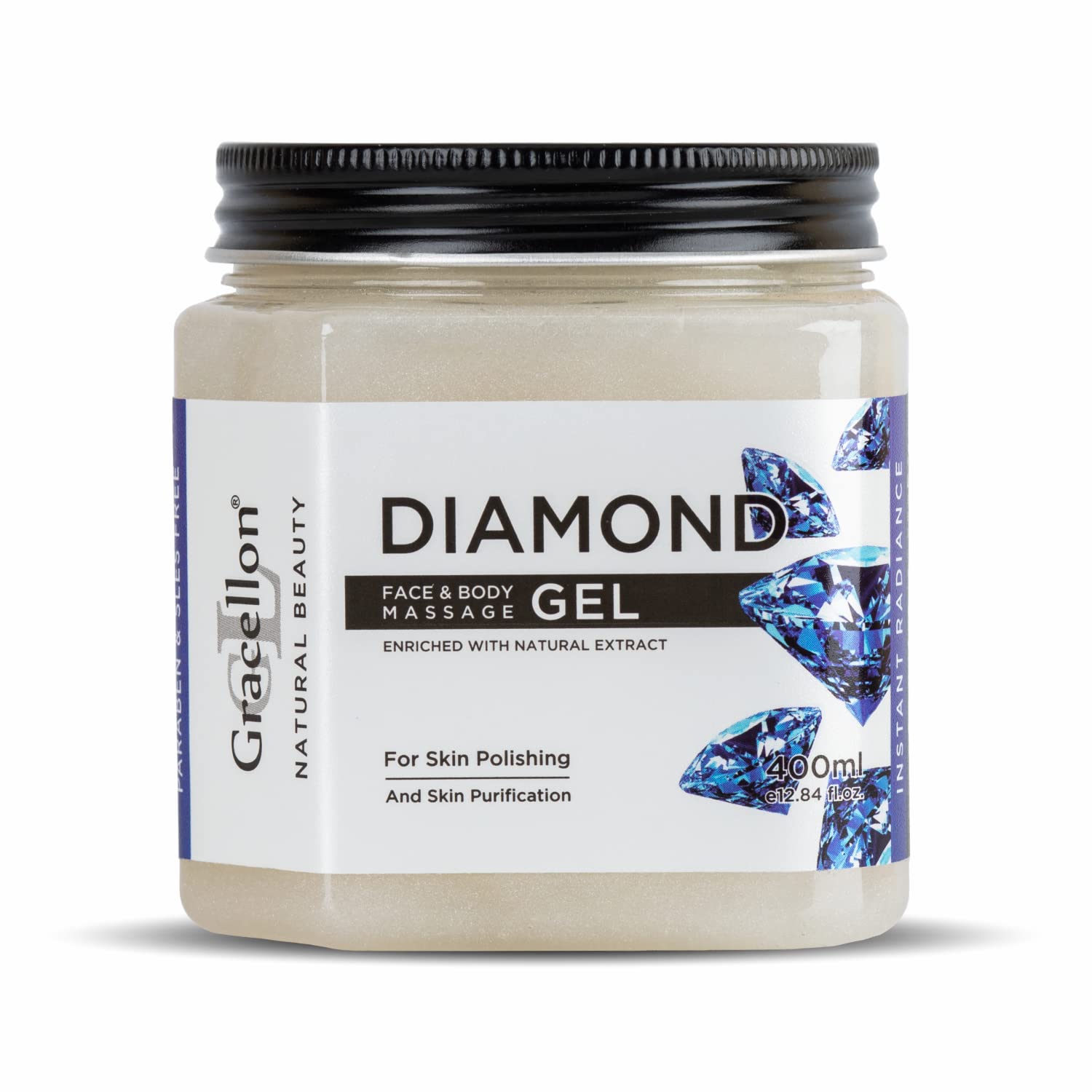Gracellon Diamond Face & Body Massage Gel - Hydrating & Nourishing Skin Care for Dry Skin, Paraben & SLES Free - Perfect for Spa, Home Relaxation & Post-Workout Recovery