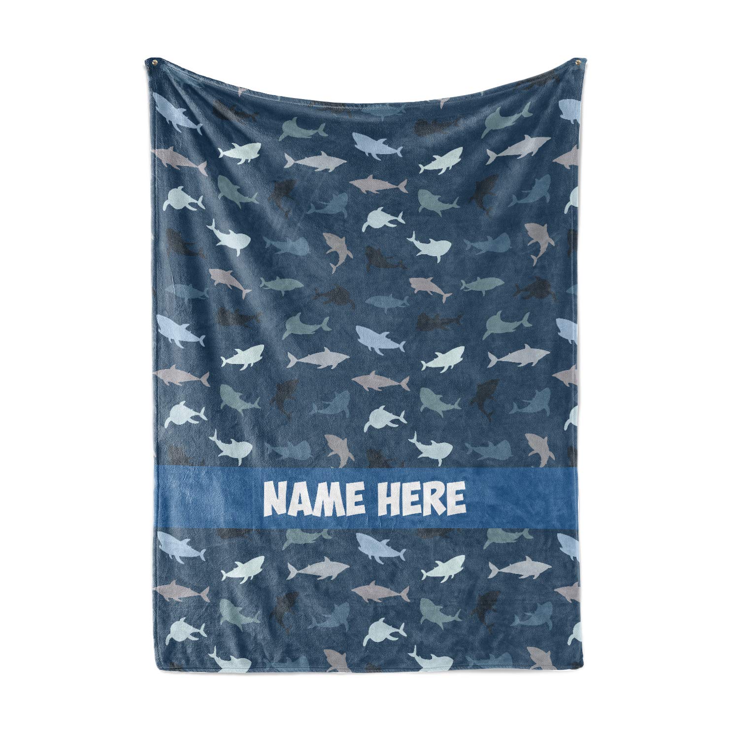 Personalized Shark Pattern Fleece & Sherpa Throw Blanket - Soft Lightweight Blanket for Boys, Girls, Kids & Adults - Perfect for Bed, Sofa, Travel & Gift Giving