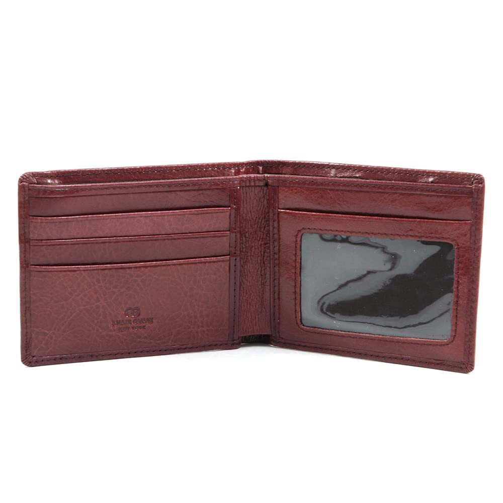 By Dasein Men's Genuine Italian Leather Bi-Fold Wallet - Slim RFID Blocking Wallet for Men - Perfect for Everyday Carry, Travel & Business (Black)