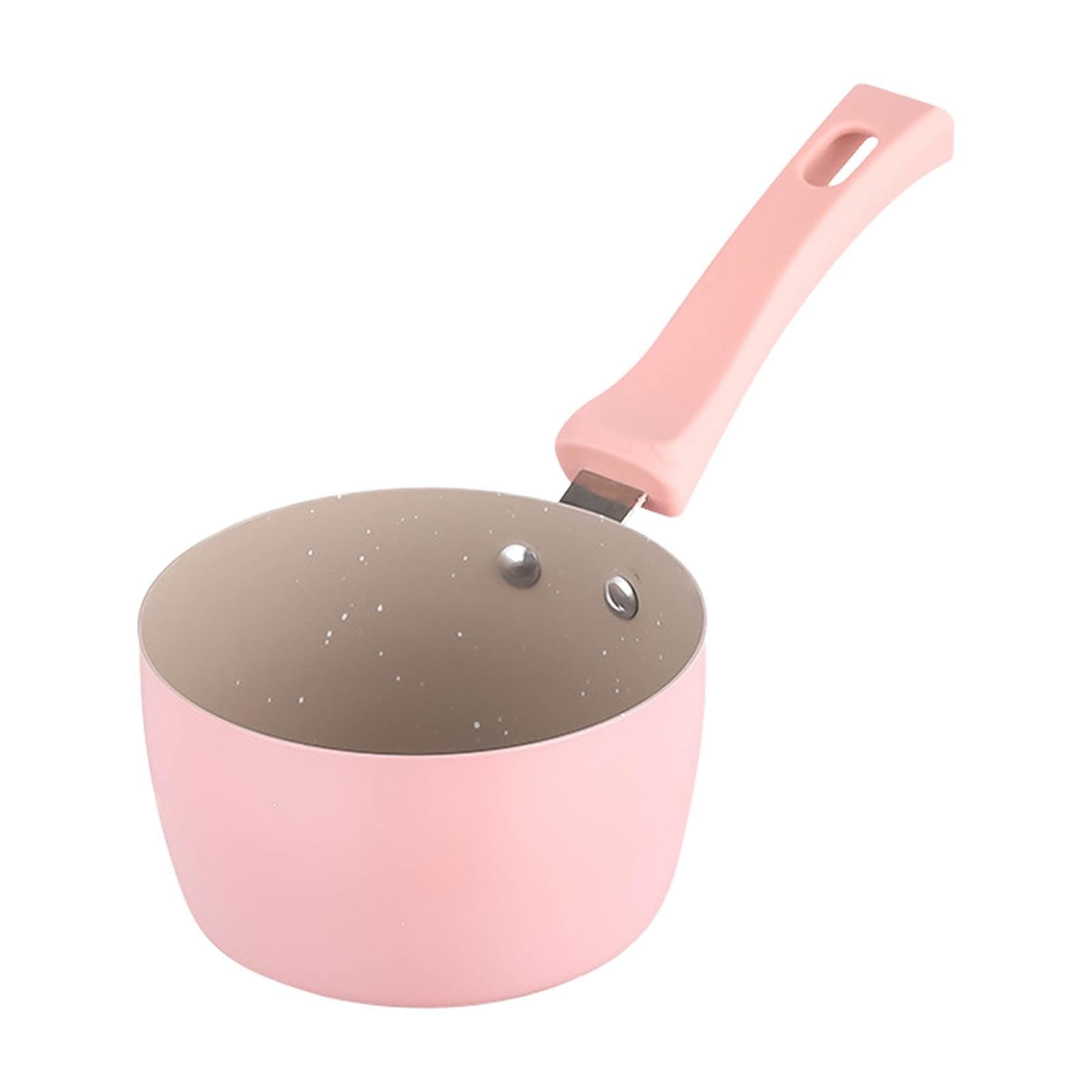 Folpus Stainless Steel Milk Pot - Small Soup & Coffee Warmer for Gas Stove, Pink Medical Stone Design - Perfect for Kitchen, Camping & Medical Use
