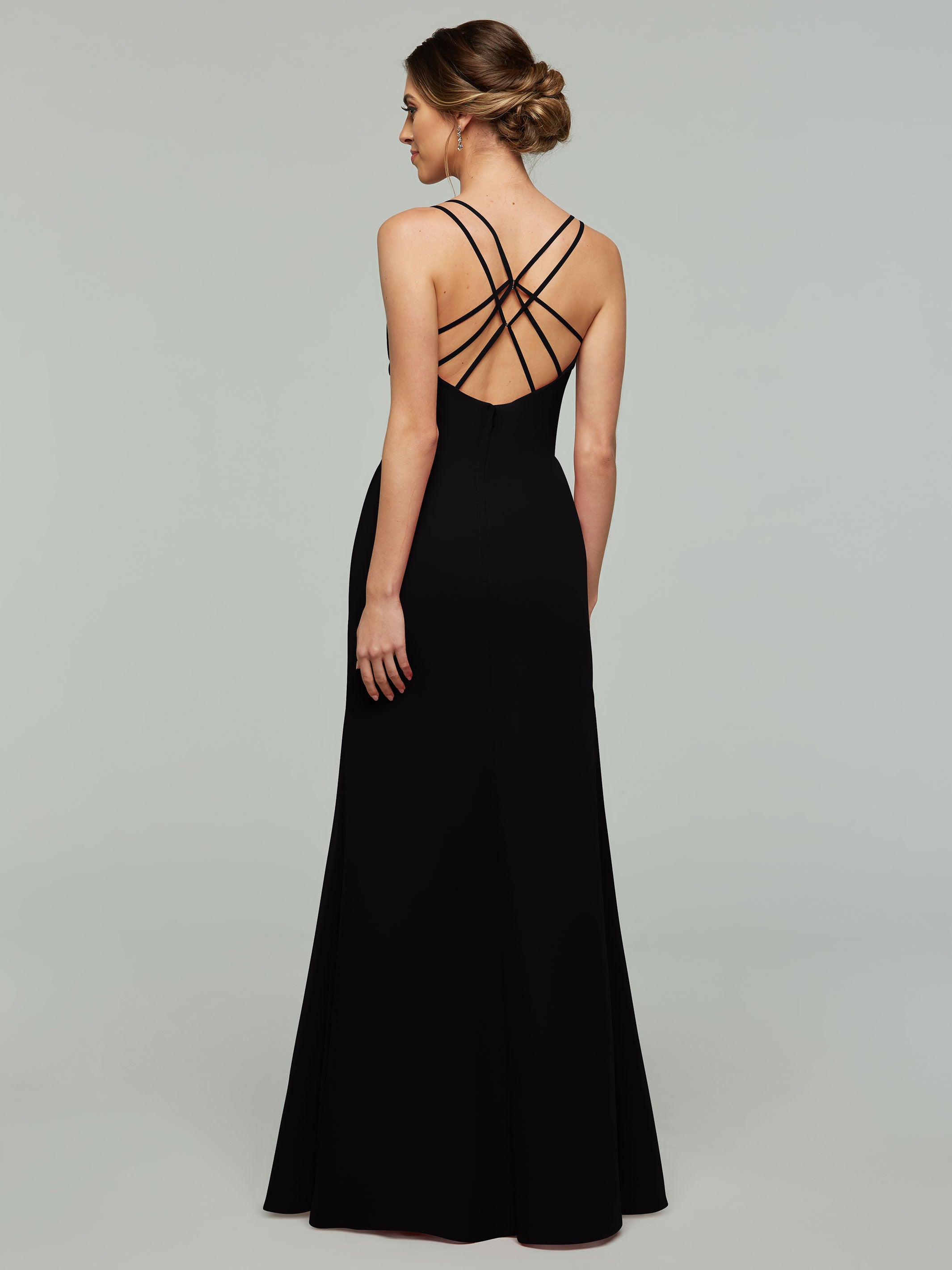 Elegant 80130 Chiffon Sheath Bridesmaid Dress - V Neck & High Slit Design for Wedding Party, Formal Events & Special Occasions