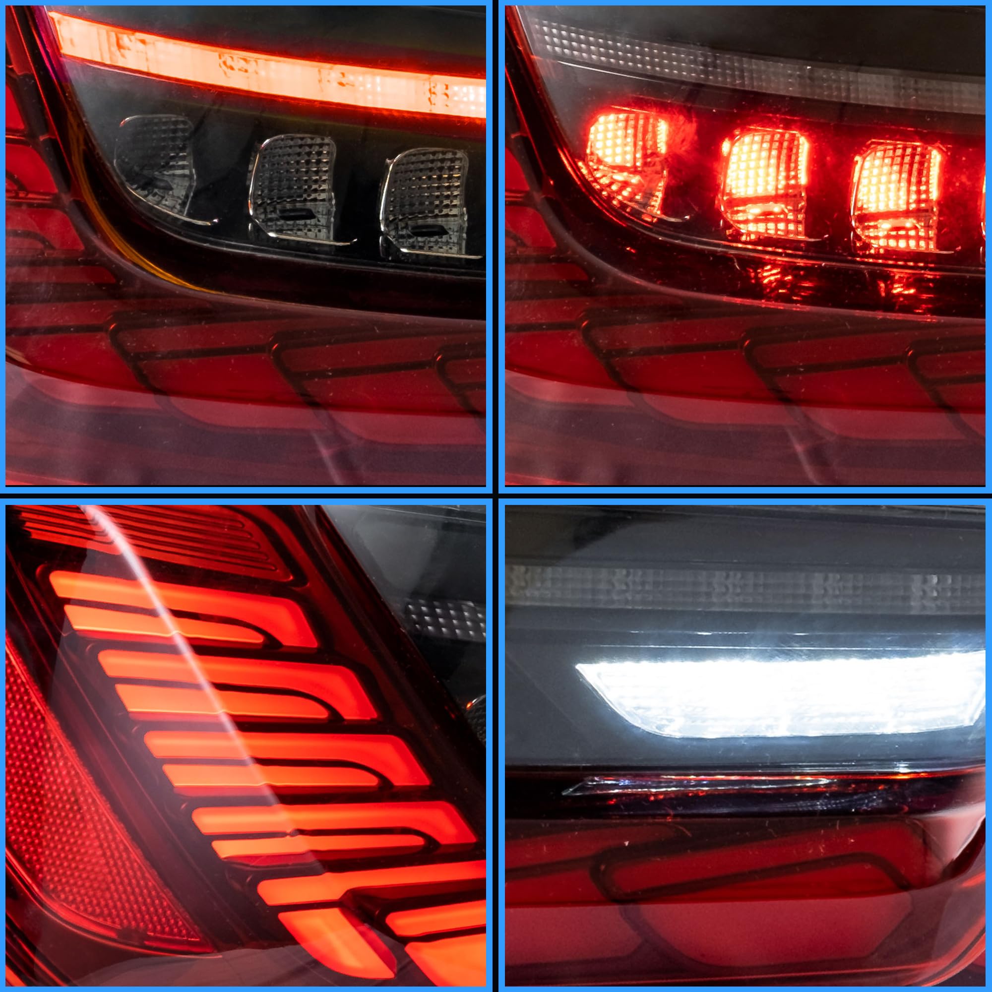 VLAND LED Tail Lights for 2019-2024 BMW 3 Series G20 Sedan - Red Sequential Turn Signals with 3D Animation - Driver & Passenger Side - Perfect for Night Driving & Car Customization