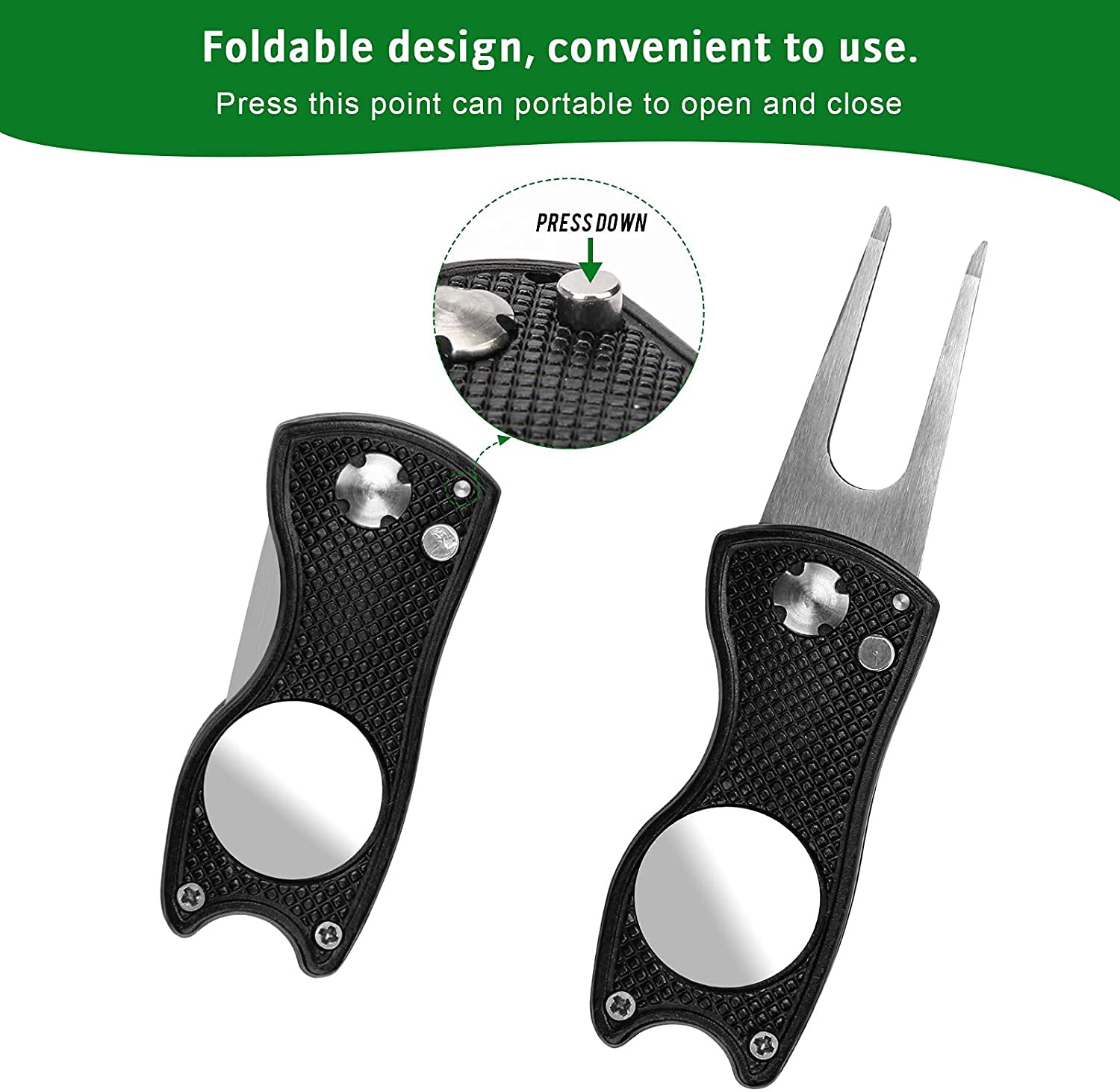 Premium Golf Towel Kit with Stainless Steel Brush & Foldable Divot Tool - Microfiber Waffle Golf Towel for Ball Cleaning - Perfect for Golf Course, Driving Range & Practice Sessions