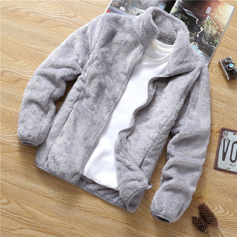 AntoniosClothing Fluffy Korean Style Jacket - Women's Winter Coat Fashion Outerwear for Streetwear & Casual Outfits