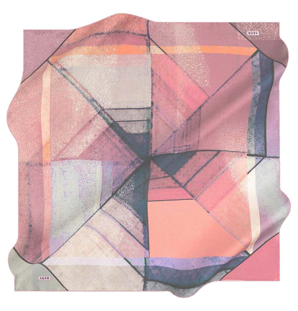 Aker Silk Cotton Patterned Square Scarf #7952 491 - Fashionable Women's Accessory for Office, Travel and Special Occasions