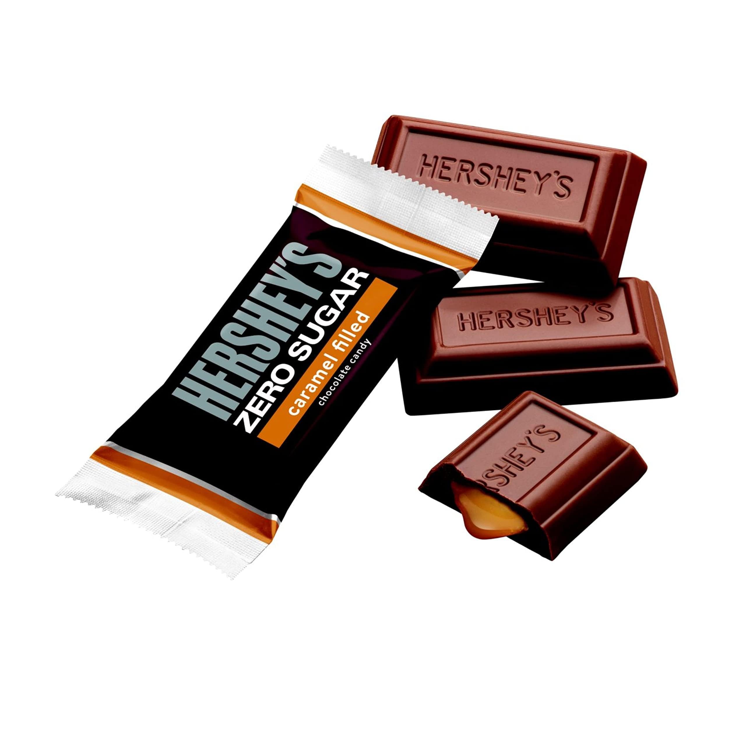 Sugar Free Chocolate - Hershey's Zero Sugar Caramel Filled Chocolates - 4 Pound Bulk Bag - Individually Wrapped Keto-Friendly Candy - Perfect for Diabetics, Low-Carb Diets & Healthy Snacking
