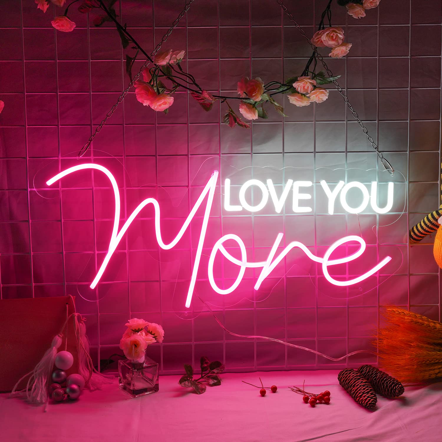 Custom Love You More Neon Sign - Personalized LED Wall Decor for Weddings, Anniversaries & Parties | Romantic Home Decor, Bedroom Lighting & Event Signage