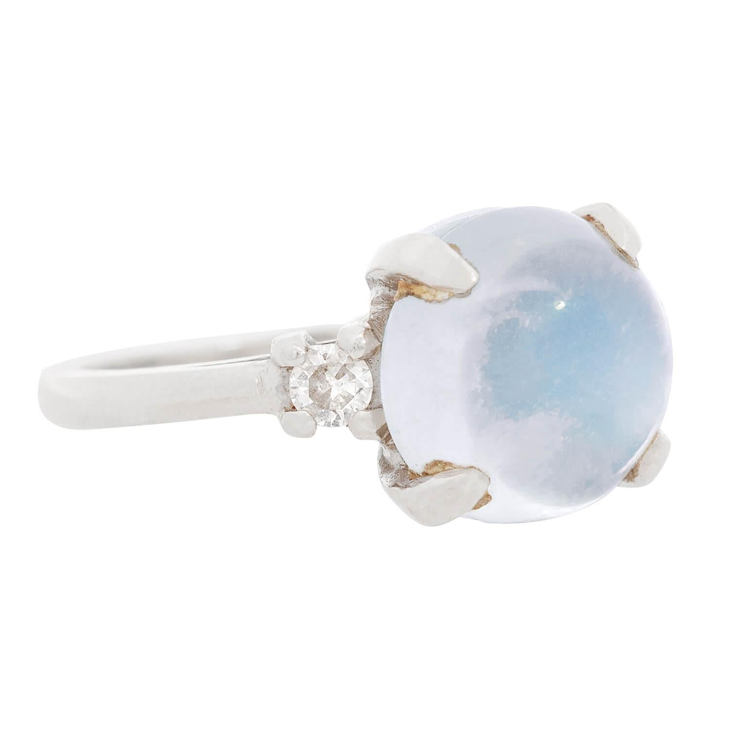 14K Gold Vintage Moonstone and Diamond Ring for Women - Elegant Boho Jewelry for Weddings, Parties & Everyday Wear