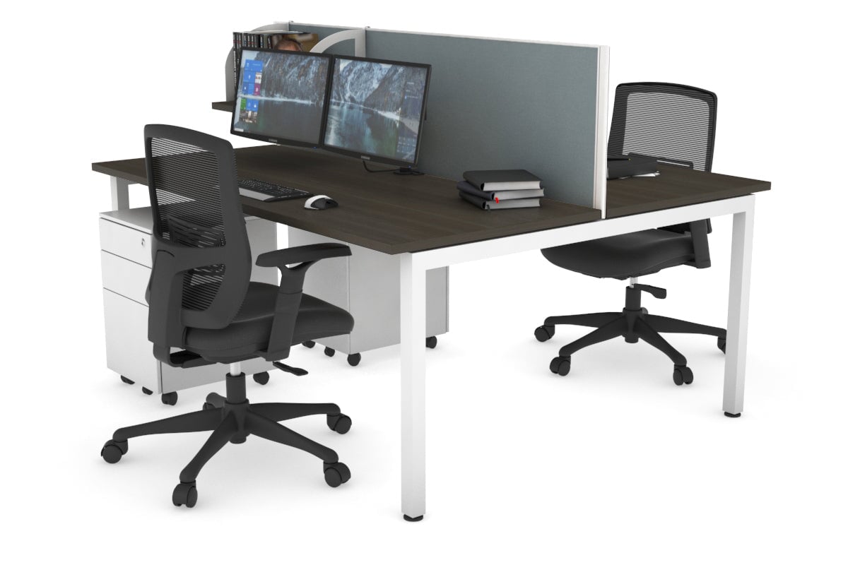 Quadro Square Legs 2 Person Office Workstation Desk - 1200L x 700W Modern Shared Workspace Solution for Home & Business Offices