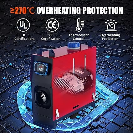 12V 5KW Diesel Air Heater with Remote Control & LCD Display - Portable Diesel Heater with Silencer for Cars, RVs, Trailers, Vans, Boats | Fast Heating for Winter Camping & Off-Grid Living