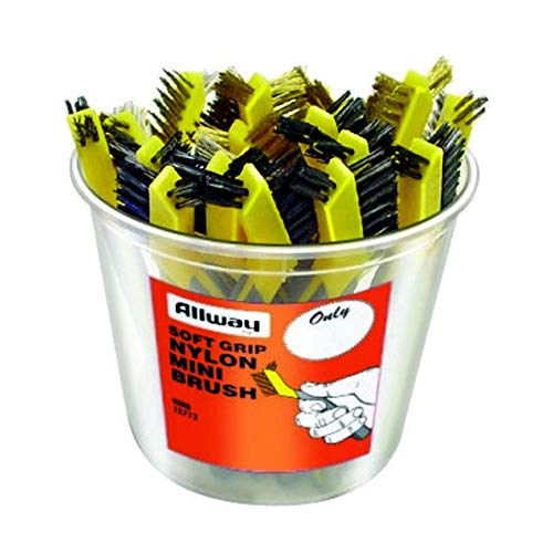 ALLWAY TOOLS NMB Labeled Nylon Mini Brush - 200 Pieces (8 Buckets x 25) - Perfect for Cleaning Electronics, Small Parts & DIY Crafts