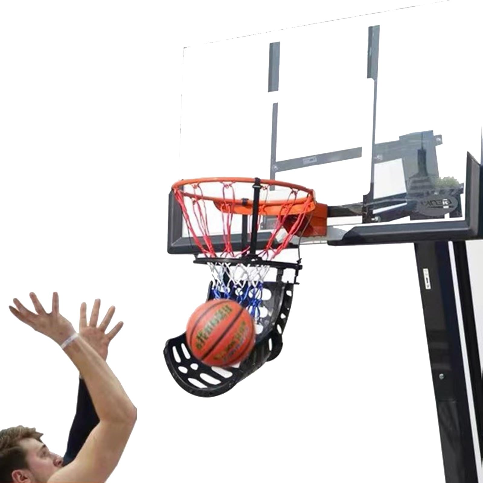 LXLZYXSF No Ball Pickup Basketball Return System - Wall Mounted Solo Shooting Trainer for Kids & Adults | Portable Lightweight Rebounder | Perfect for Driveway, Backyard & Gym Practice (Black)