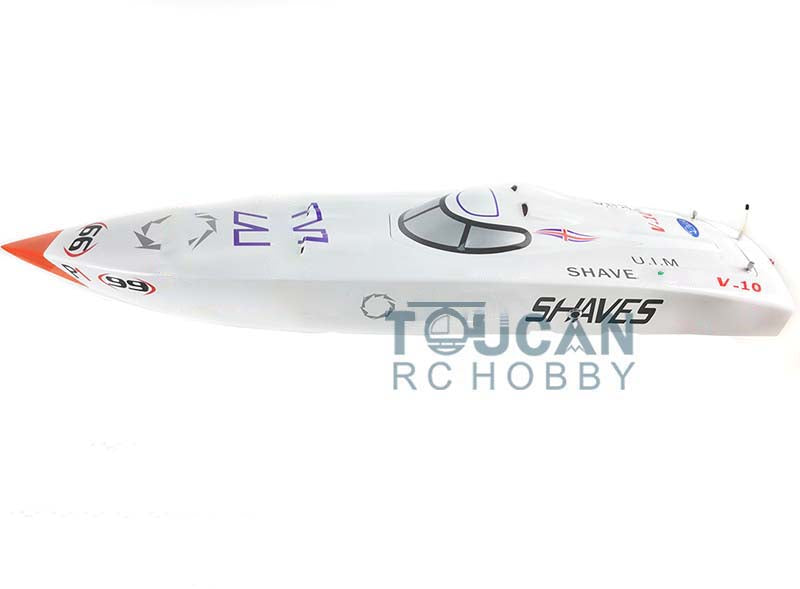 26CC Gas Powered RC Racing Boat with Fiber Glass Hull - Blue Red White Design, Shaft Water Cooling System, 45-50km/h Speed, 1280x340x245mm (DIY Model for Lakes & Ponds Racing)