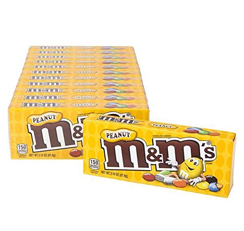 M&M Peanut Chocolate Candy Theater Box - Case of 9 (1.74 oz Each) | Perfect for Movie Nights, Halloween Treats & Party Favors