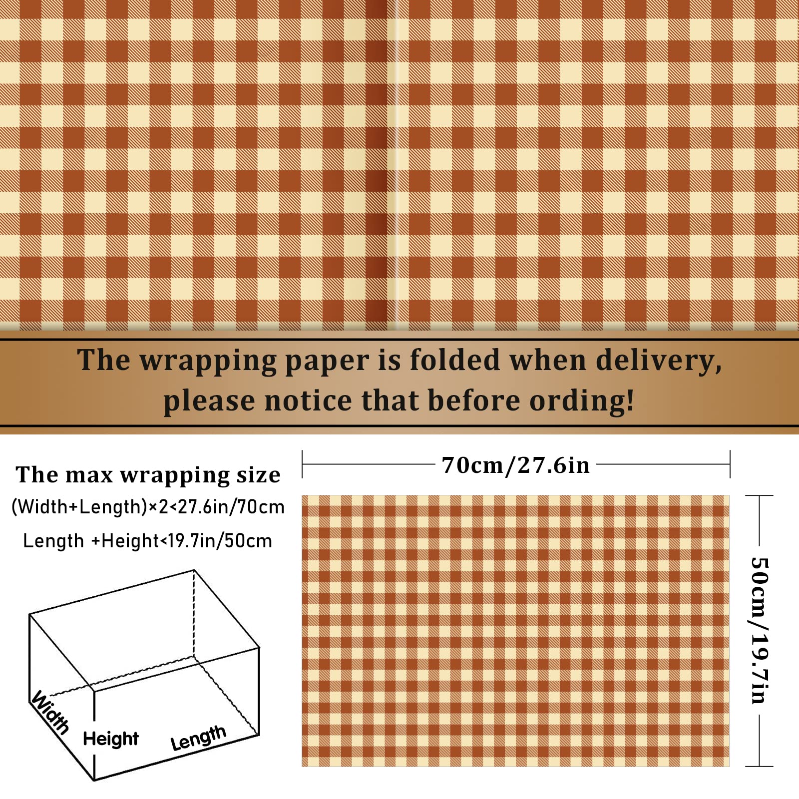 Whaline 10-Sheet Fall Plaid Wrapping Paper Set - 19.7 x 27.6 Inch Autumn Checkered Gift Wrap for DIY Crafts, Holiday Presents & Seasonal Decor (Buffalo Plaid Design) - Perfect for Thanksgiving, Christmas Gifts & Home Decoration