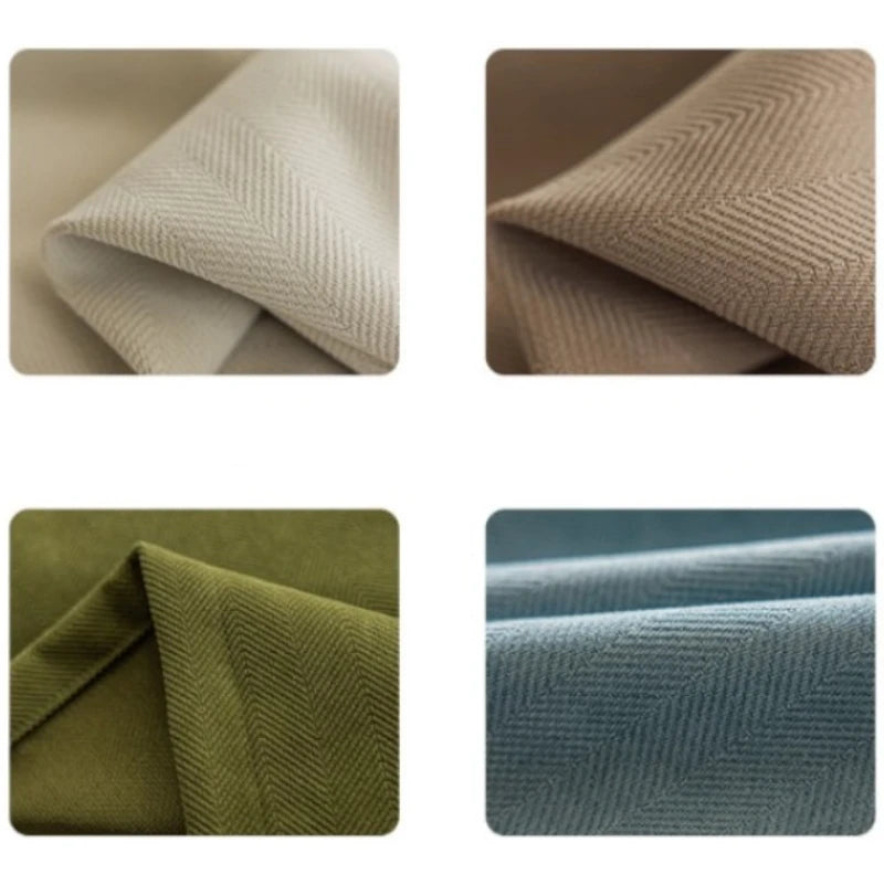 Janet Herringbone Fire Retardant Chenille Blackout Curtains for Bedroom & Living Room - Thermal Insulated Noise Reducing Window Drapes for Home Decor